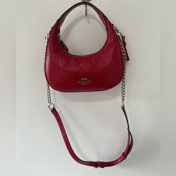 Coach Carmen Mini Red Leather Shoulder Bag Y2K Chain Strap Crossbody - Picture 3 of 5